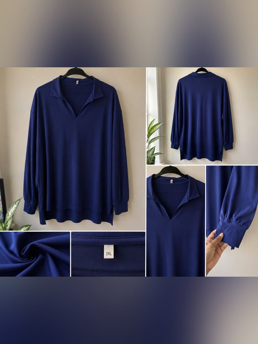 Navy Blue Women’s Long Sleeve Top – 2XL
